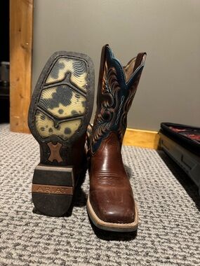 Ariat Brown Leather Boot with Teal Accents